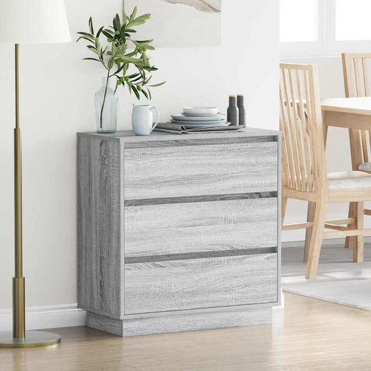 Nattbord Sengbord Sonoma Grå LED 71x34,5x75 cm