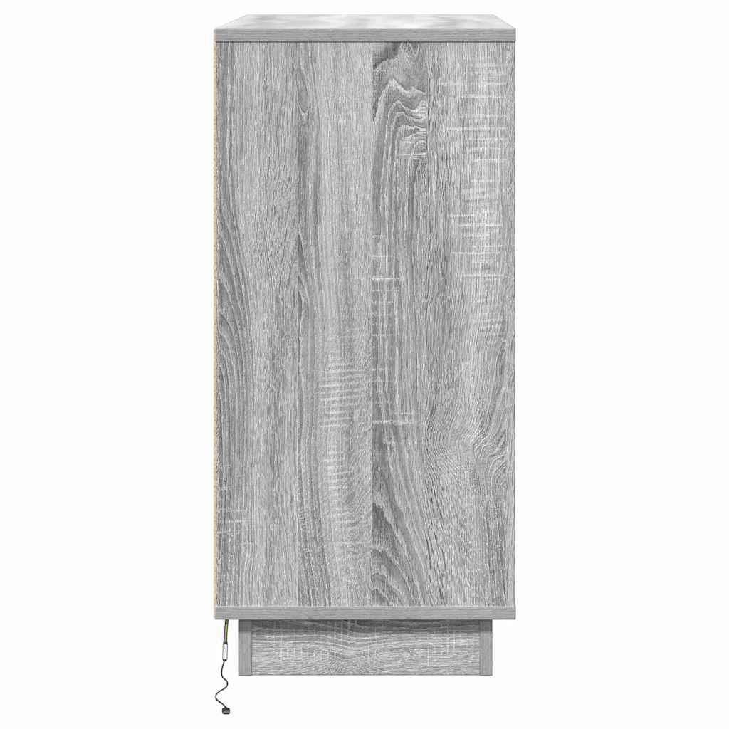Nattbord Sengbord Sonoma Grå LED 71x34,5x75 cm