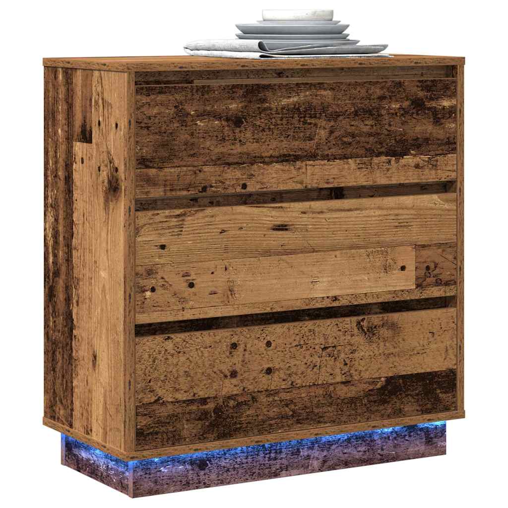 Nattbord Sengbord Gammelt Tre med LED 71x34,5x75 cm