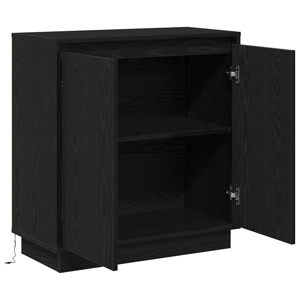 Skjenk Svart Eik LED 71x34,5x75 cm