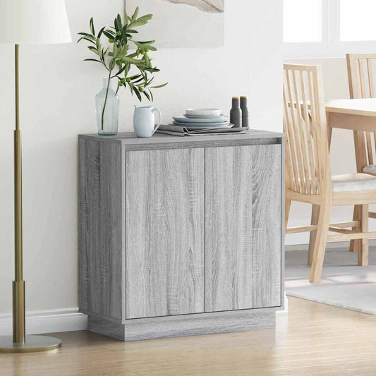 Salongbord Sofabord Sonoma Grå skap med LED 71x34,5x75 cm