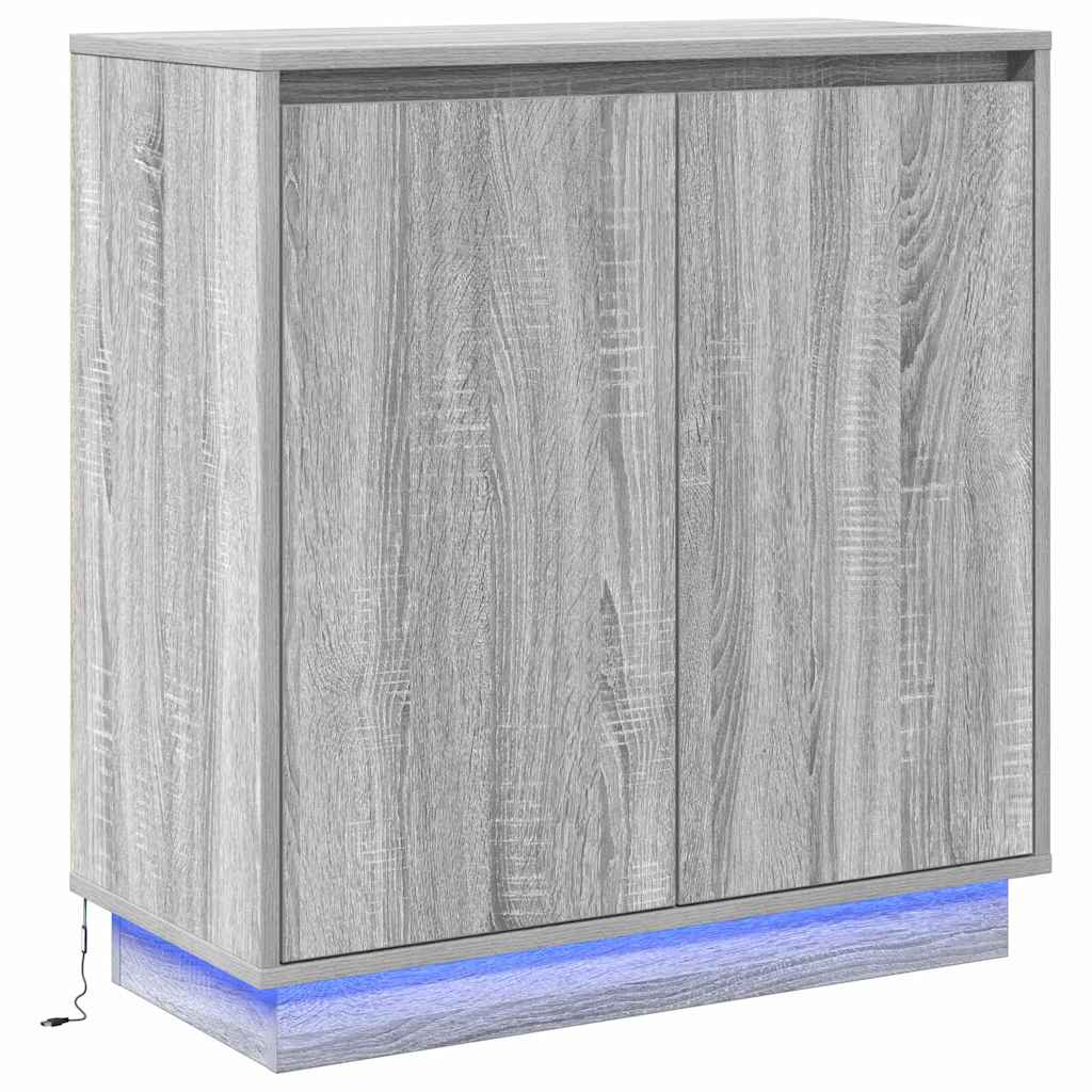 Salongbord Sofabord Sonoma Grå skap med LED 71x34,5x75 cm