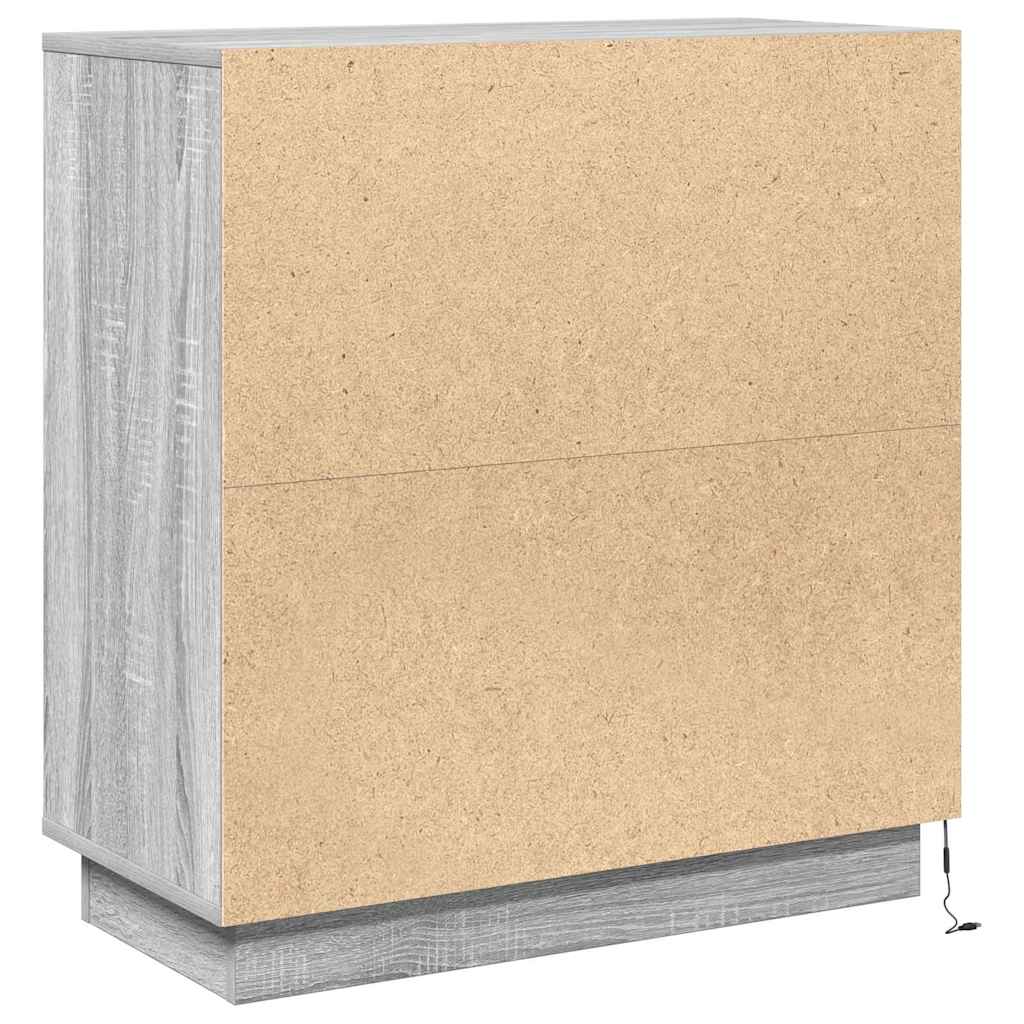 Salongbord Sofabord Sonoma Grå skap med LED 71x34,5x75 cm