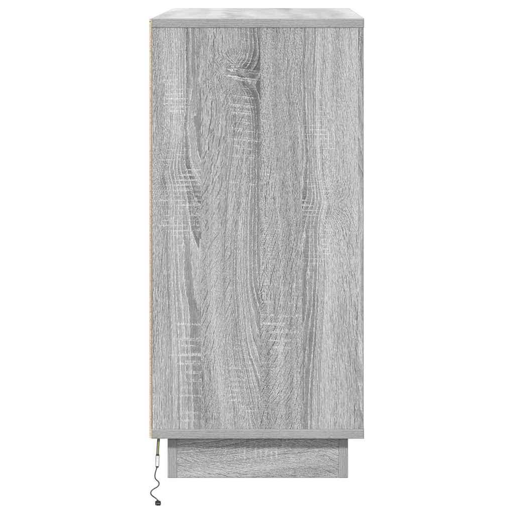 Salongbord Sofabord Sonoma Grå skap med LED 71x34,5x75 cm