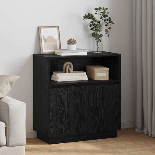 Skjenk Svart Eik med LED 71x34,5x75 cm