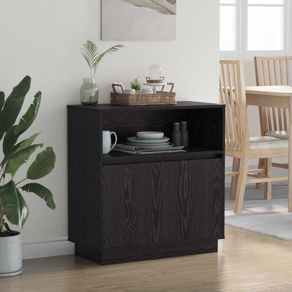Skjenk Svart Eik med LED 71x34,5x75 cm
