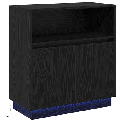 Skjenk Svart Eik med LED 71x34,5x75 cm