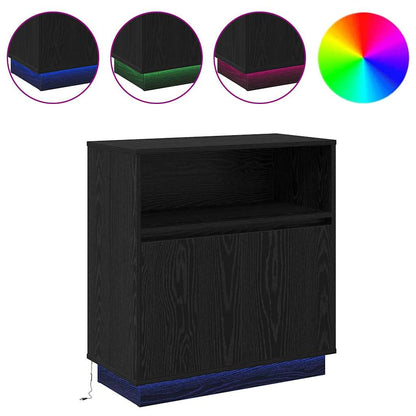 Skjenk Svart Eik med LED 71x34,5x75 cm