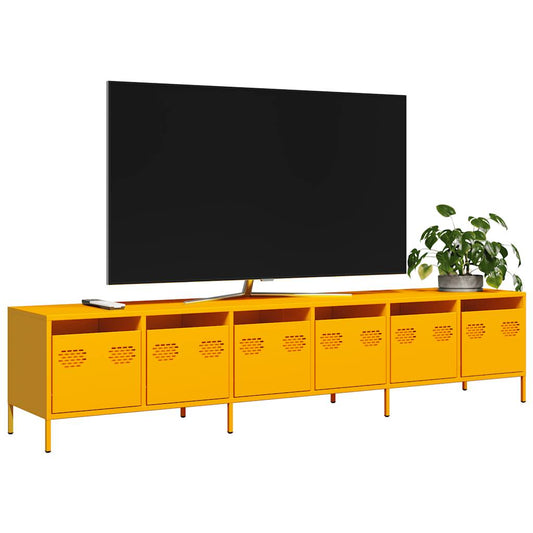 TV-Møbel DIV. TV-benk sennepsgul 202x39x43,5 cm kaldvalset stål