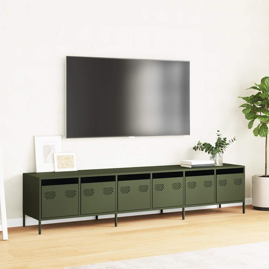TV-Møbel DIV. TV-benk olivengrønn 202x39x43,5 cm kaldvalset stål