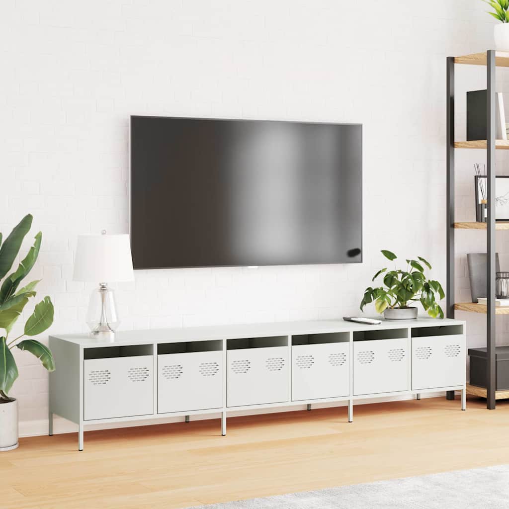 TV-Møbel DIV. TV-benk Hvit 202x39x43,5 cm kaldvalset stål