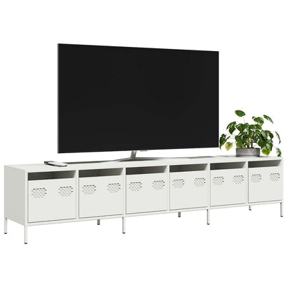 TV-Møbel DIV. TV-benk Hvit 202x39x43,5 cm kaldvalset stål