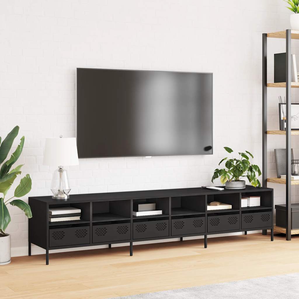 TV-Møbel DIV. TV-benk Svart 202x39x43,5 cm kaldvalset stål