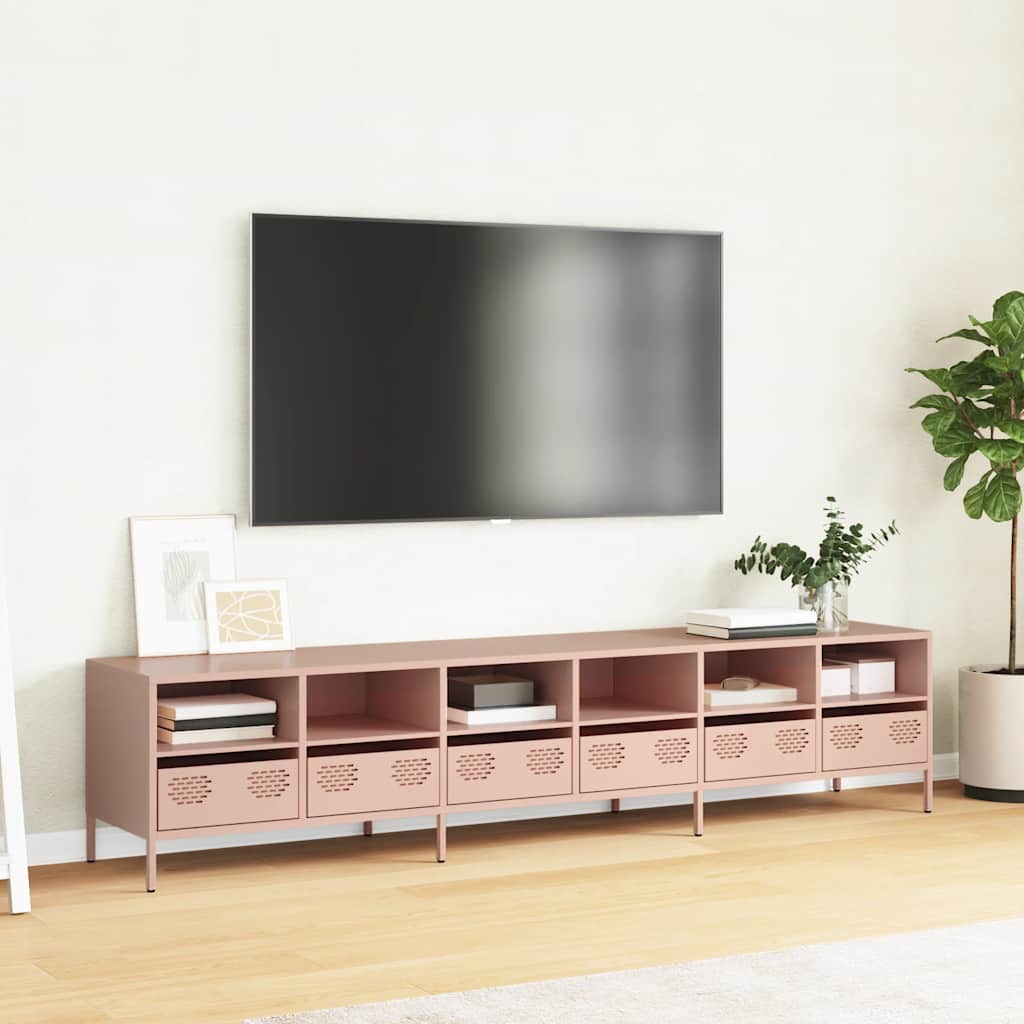 TV-Møbel DIV. TV-benk rosa 202x39x43,5 cm kaldvalset stål