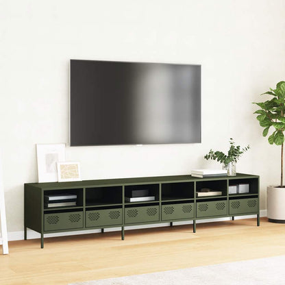 TV-Møbel DIV. TV-benk olivengrønn 202x39x43,5 cm kaldvalset stål