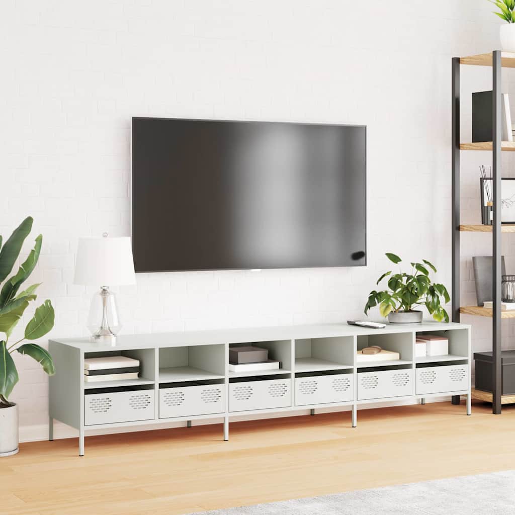 TV-Møbel DIV. TV-benk Hvit 202x39x43,5 cm kaldvalset stål