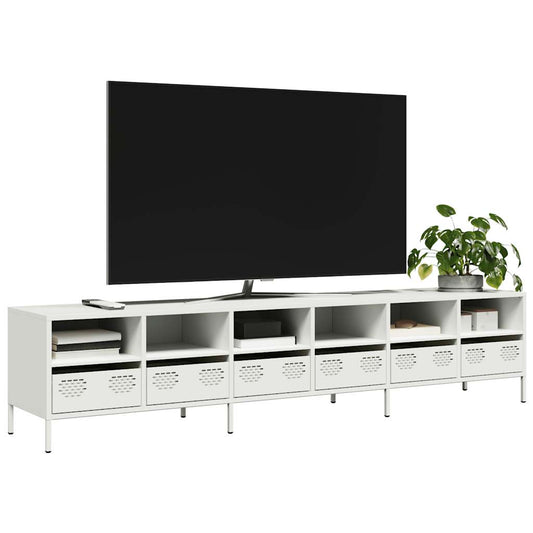 TV-Møbel DIV. TV-benk Hvit 202x39x43,5 cm kaldvalset stål