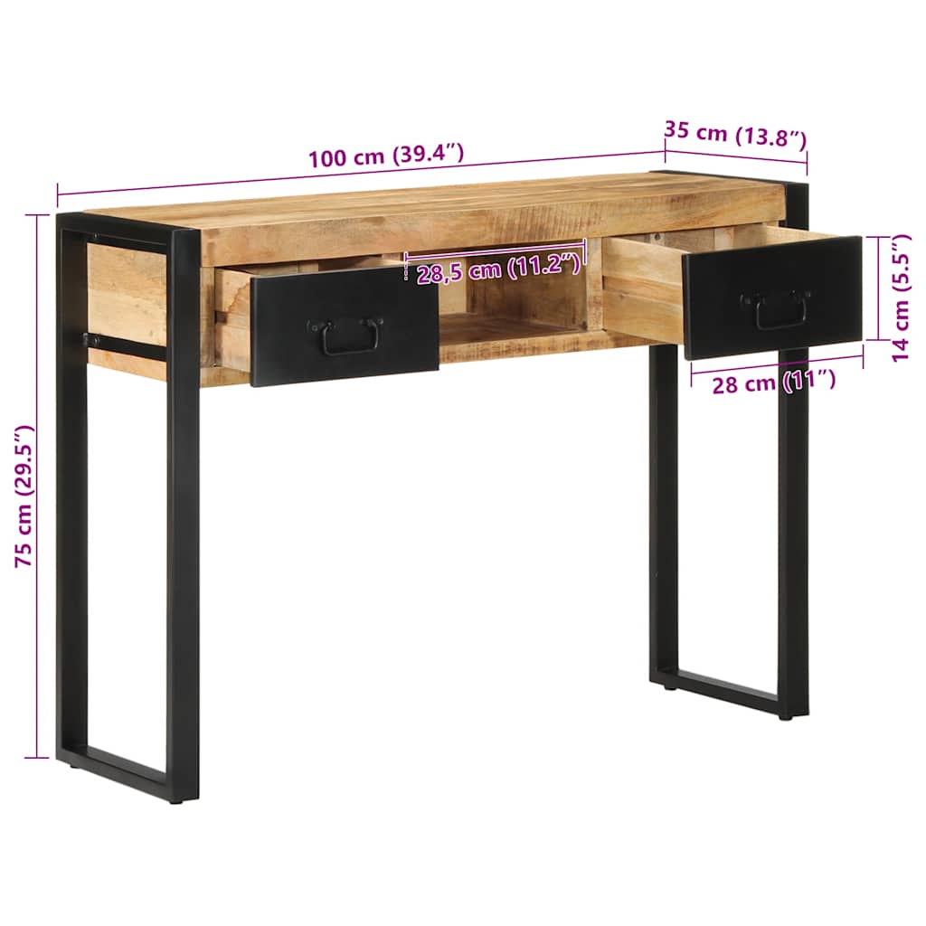 Avlastningsbord Konsollbord Tre 100x35x75 cm grovt heltre mangotre