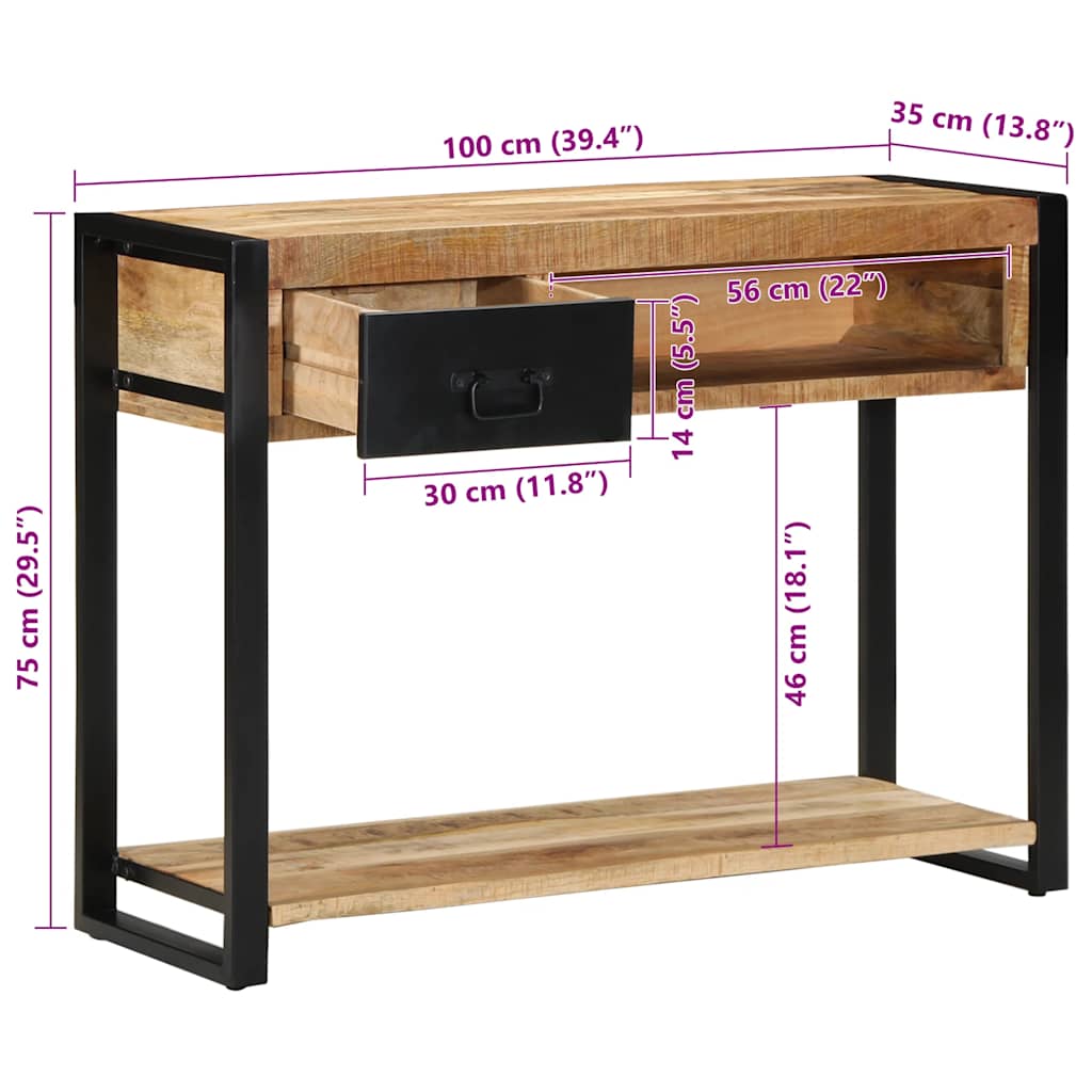 Avlastningsbord Konsollbord Tre 100x35x75 cm grovt heltre mangotre