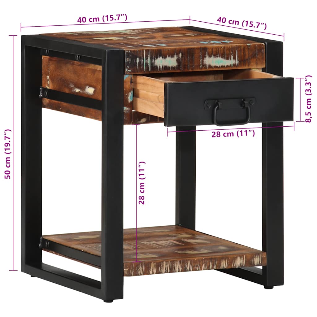 Sidebord Tre flerfarget 40x40x50 cm gjenvunnet heltre