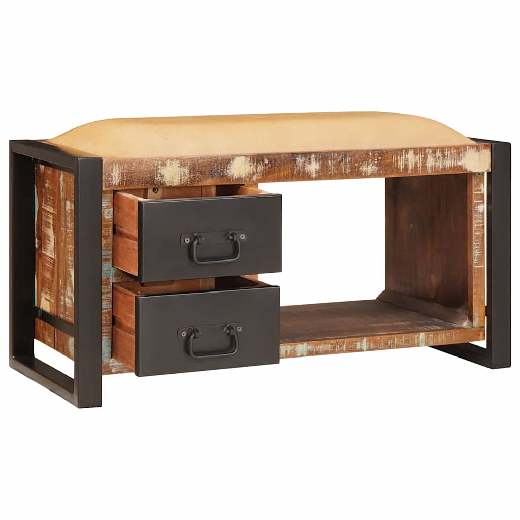 Oppbevaringsbenk med skuff Flerfarget Massivt gjenvunnet tre