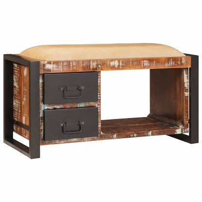 Oppbevaringsbenk med skuff Flerfarget Massivt gjenvunnet tre