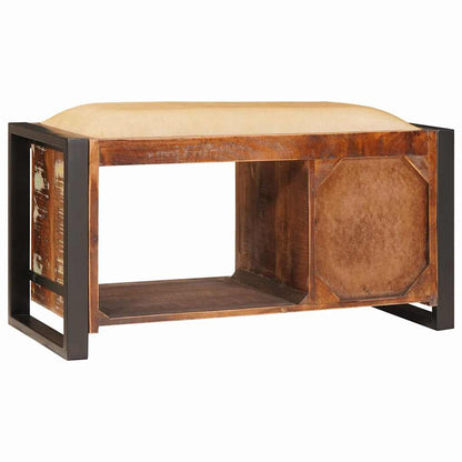 Oppbevaringsbenk med skuff Flerfarget Massivt gjenvunnet tre