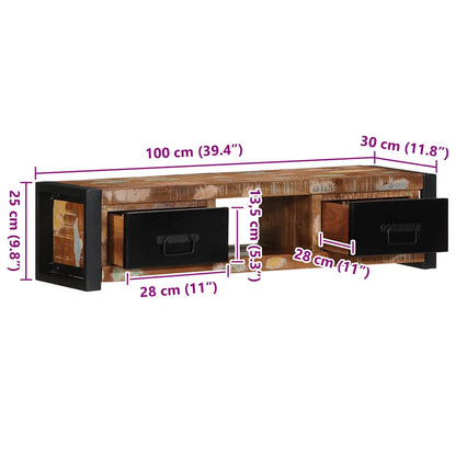 TV-Møbel Tre TV-benk gjenvunnet heltre 100x30x25 cm
