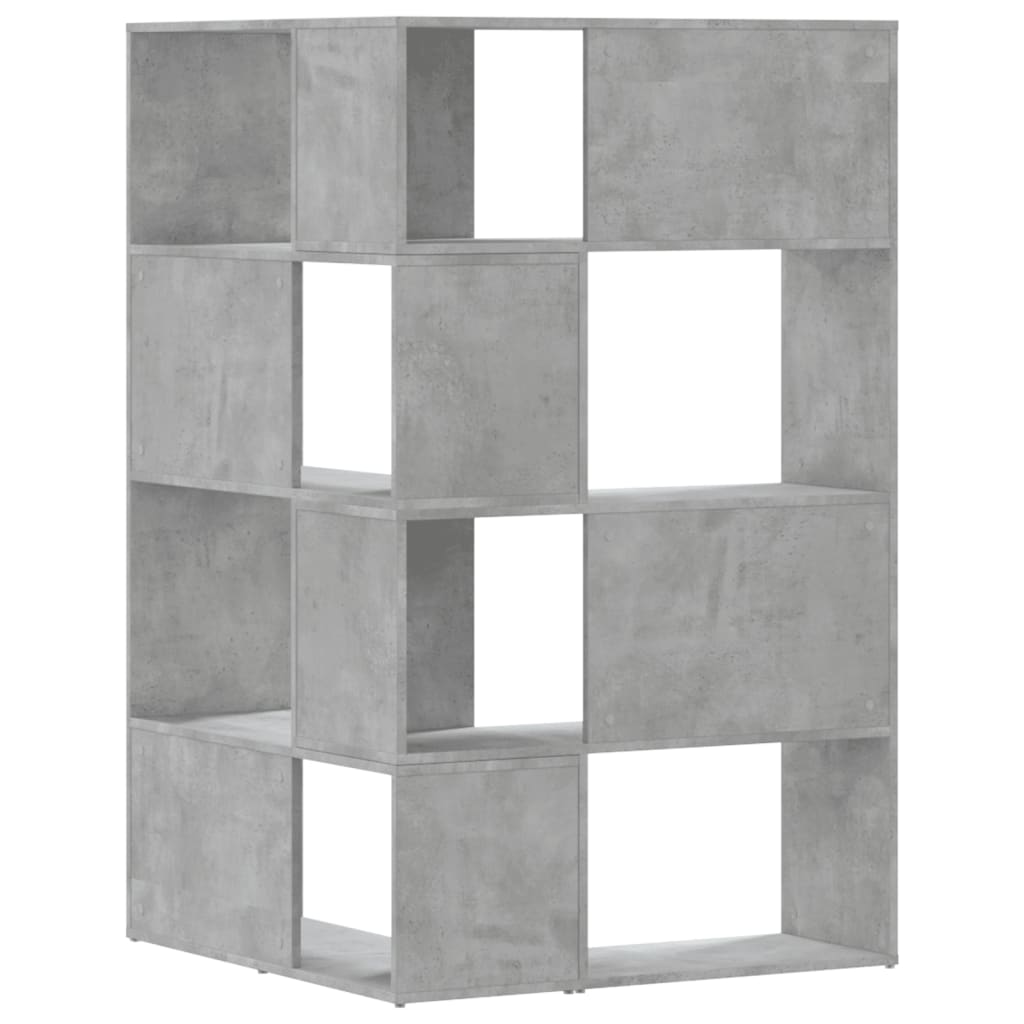 Bokhylle Betonggrå hjørne 4 etasjer 85x85x140 cm