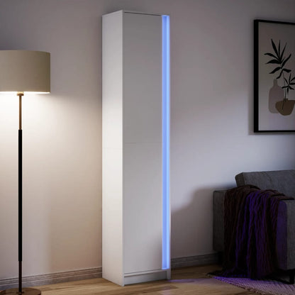 Skap Hvit med LED 41,5x32,5x200 cm