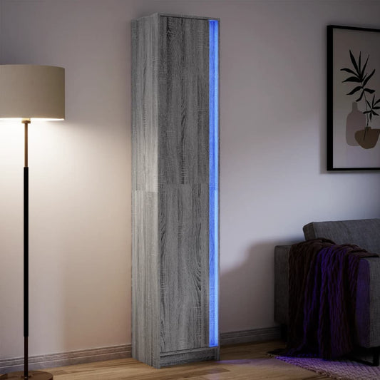Skap Sonoma Grå med LED 41,5x32,5x200 cm