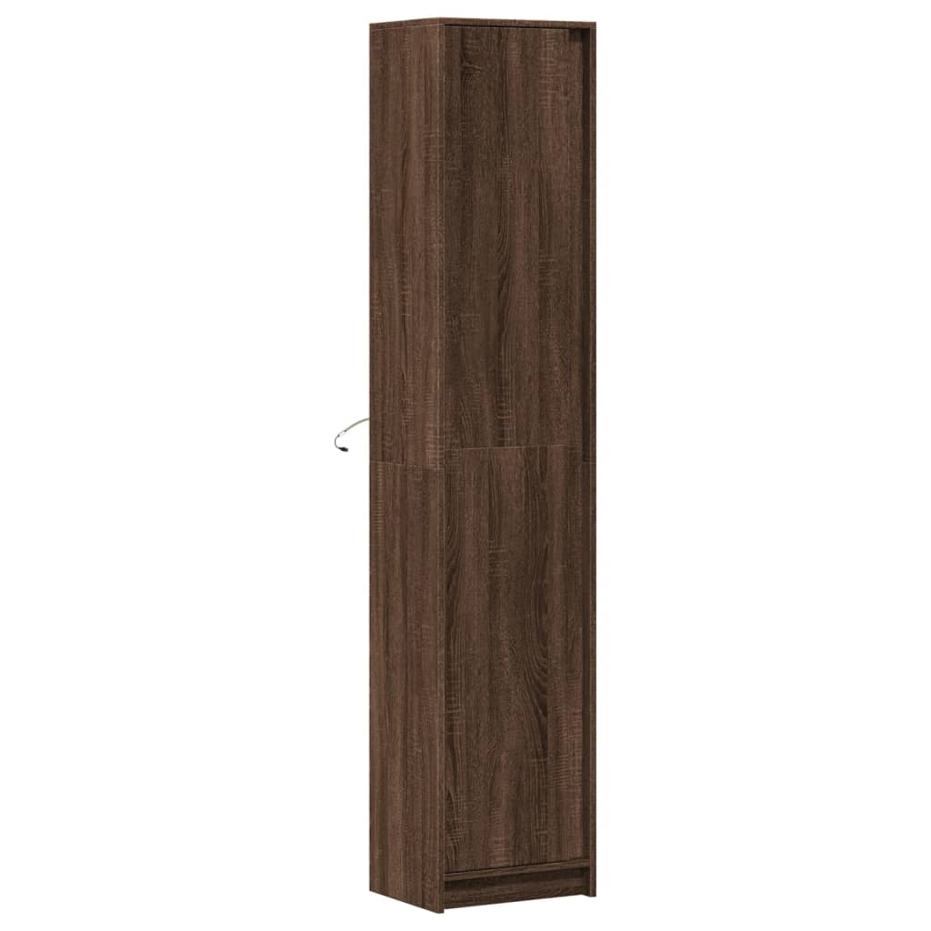Skap Brun Eik med LED 41,5x32,5x200 cm