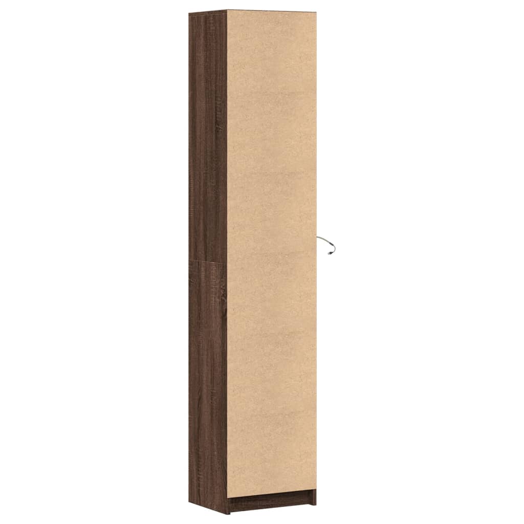 Skap Brun Eik med LED 41,5x32,5x200 cm