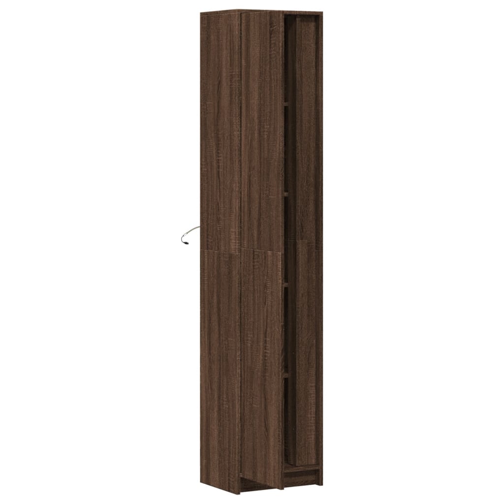 Skap Brun Eik med LED 41,5x32,5x200 cm