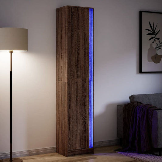 Skap Brun Eik med LED 41,5x32,5x200 cm