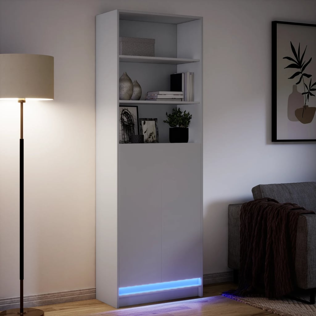Skap Hvit med LED 69x32,5x200 cm