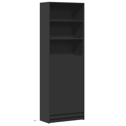 Skap Svart med LED Svart 69x32,5x200 cm