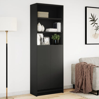 Skap Svart med LED Svart 69x32,5x200 cm