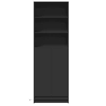 Skap Svart med LED Svart 69x32,5x200 cm