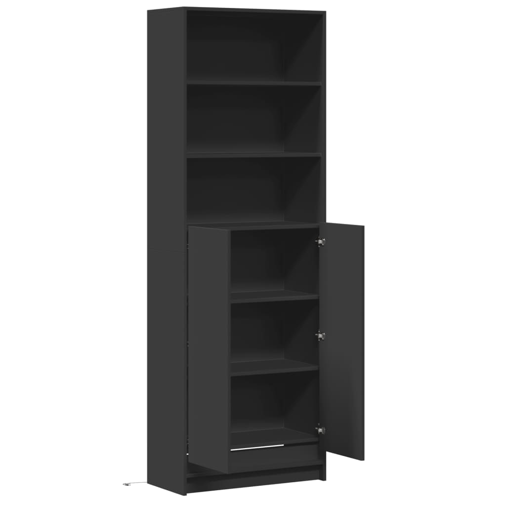 Skap Svart med LED Svart 69x32,5x200 cm
