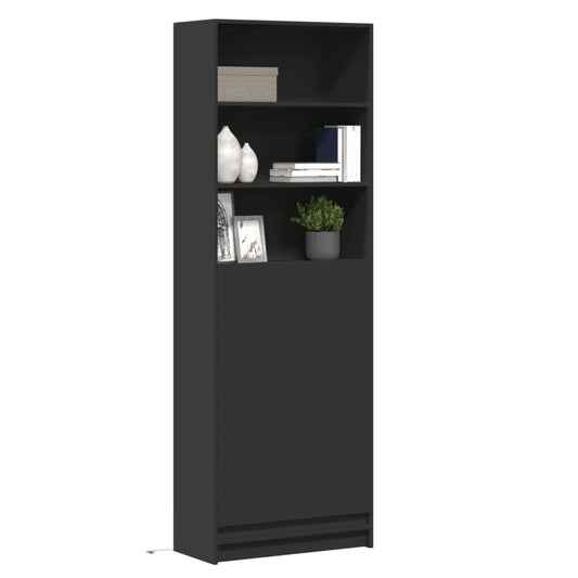 Skap Svart med LED Svart 69x32,5x200 cm