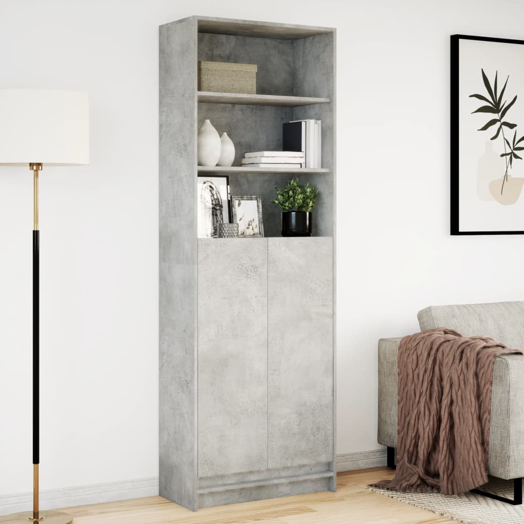 Skap Betonggrå med LED 69x32,5x200 cm