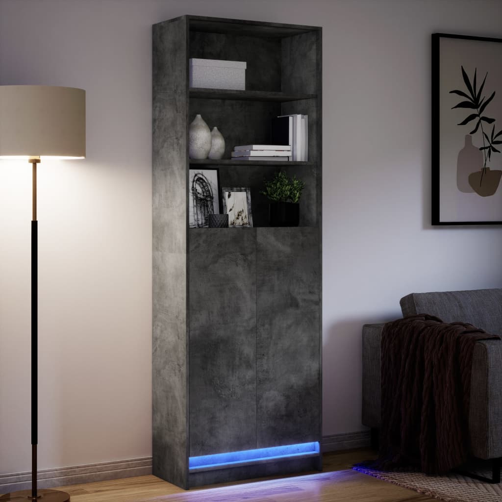 Skap Betonggrå med LED 69x32,5x200 cm