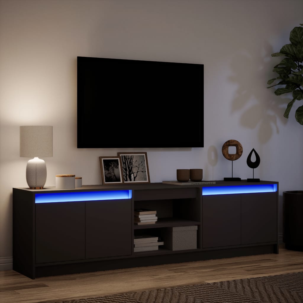 TV-Møbel Svart TV-benk med LED 180x34x50 cm