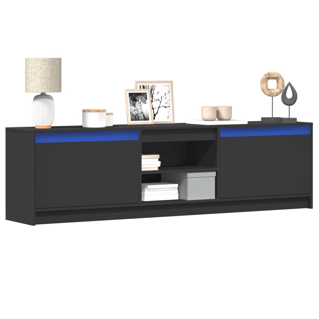 TV-Møbel Svart TV-benk med LED 180x34x50 cm
