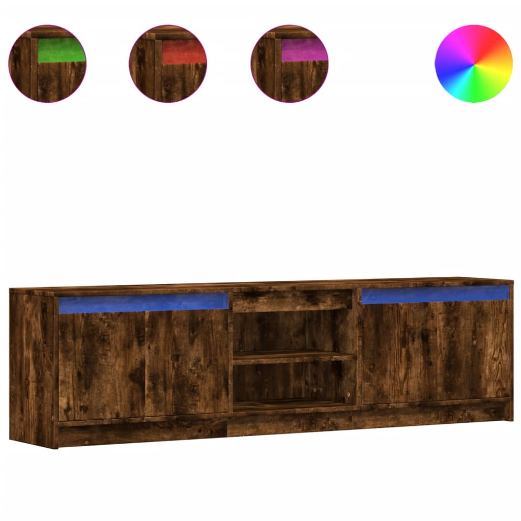 TV-Møbel Røkt EikTV-benk med LED 180x34x50 cm