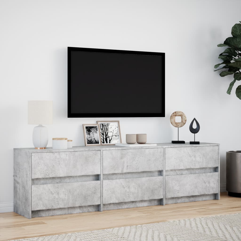TV-Møbel Betonggrå TV-benk med LED 180x34x50 cm