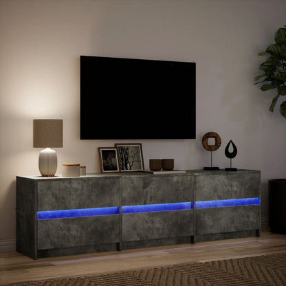 TV-Møbel Betonggrå TV-benk med LED 180x34x50 cm
