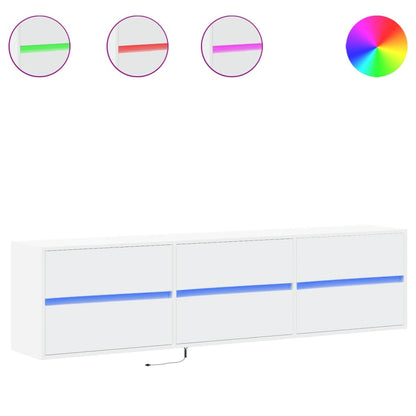 TV-Møbel Hvit TV-benk med LED 180x31x45 cm