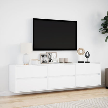TV-Møbel Hvit TV-benk med LED 180x31x45 cm